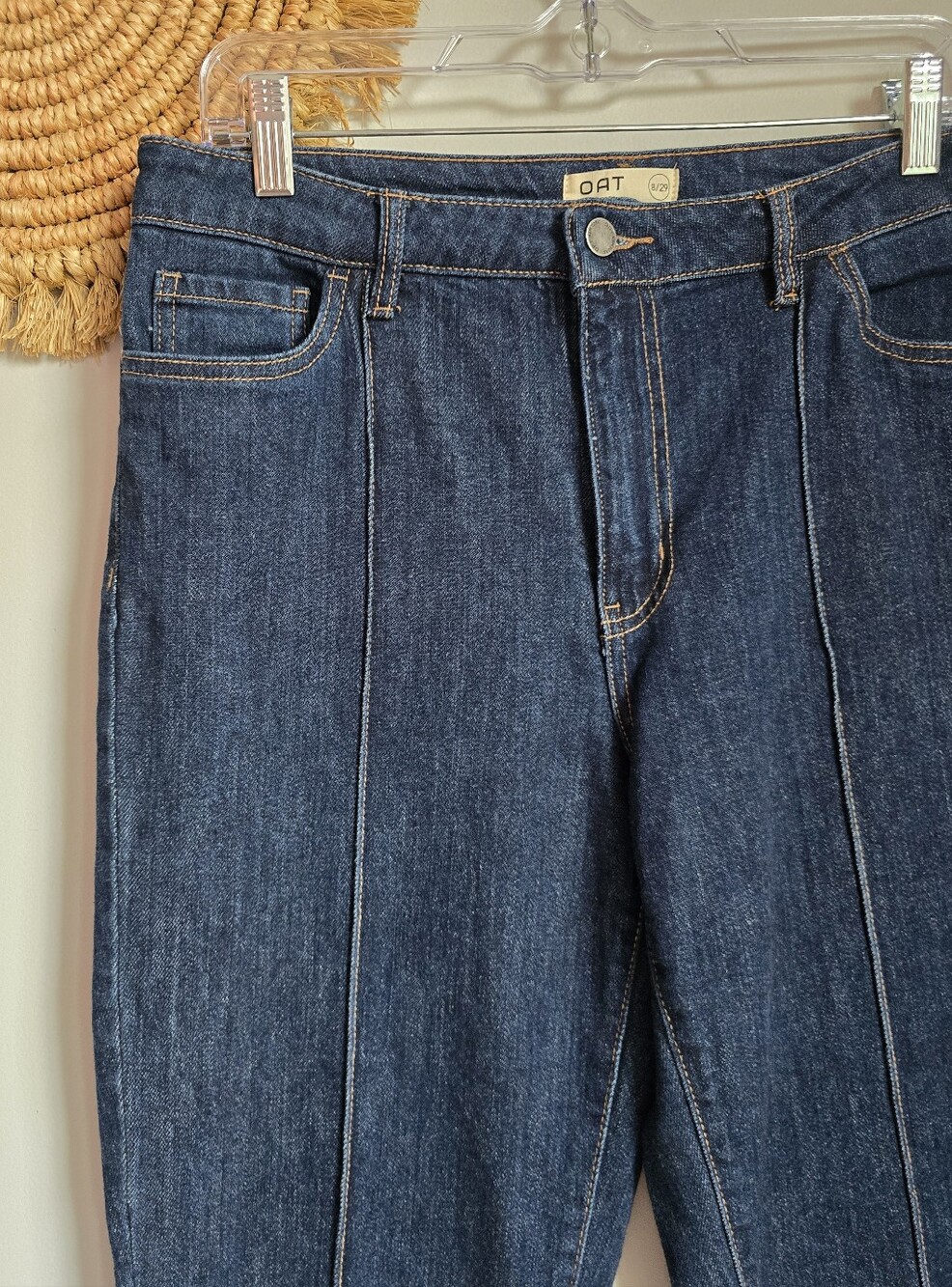 Oat New York Dark Wash High Rise Wide Leg Center Seam Jeans SZ 8 29 - Picture 5 of 8